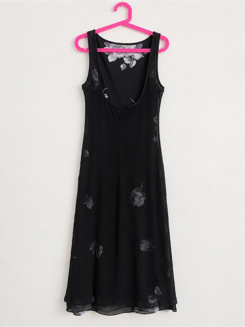 bebe Women’s Black Floral Mesh Overlay Sleeveless Maxi Dress Size S